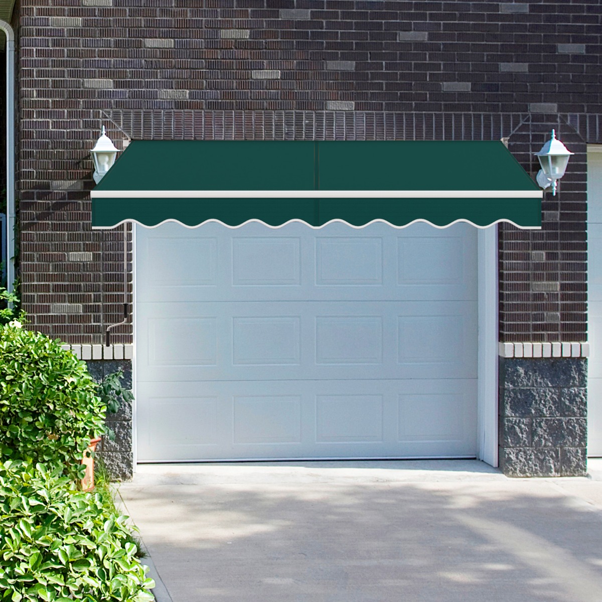 Costway Tenda parasole in alluminio con manovella e poliestere impermeabile, Tenda da sole retrattile 245x200cm Verde