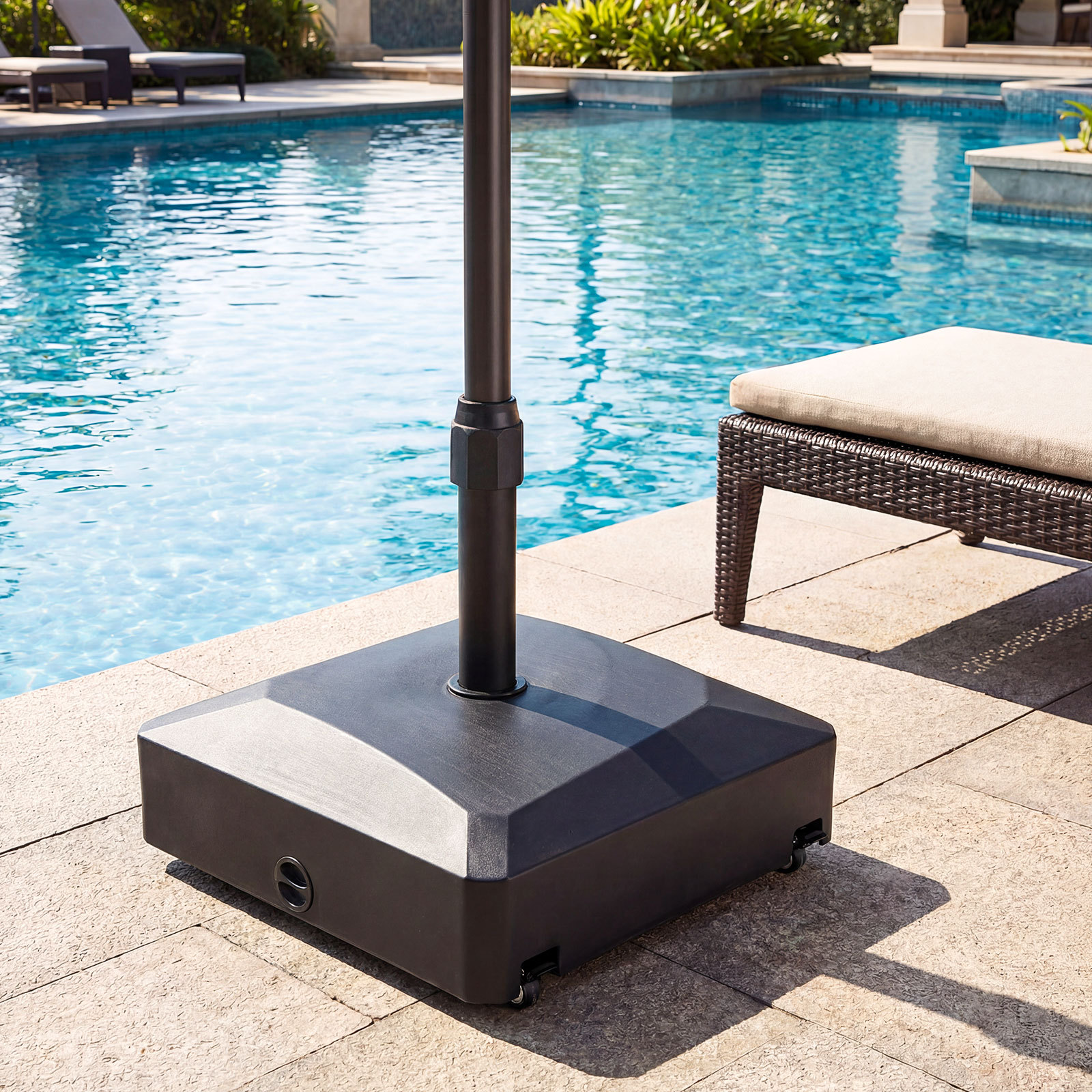 Costway Ombrellone in stile hawaiano 256 cm con base ombrellone da giardino, Ombrellone da patio con base riempibile