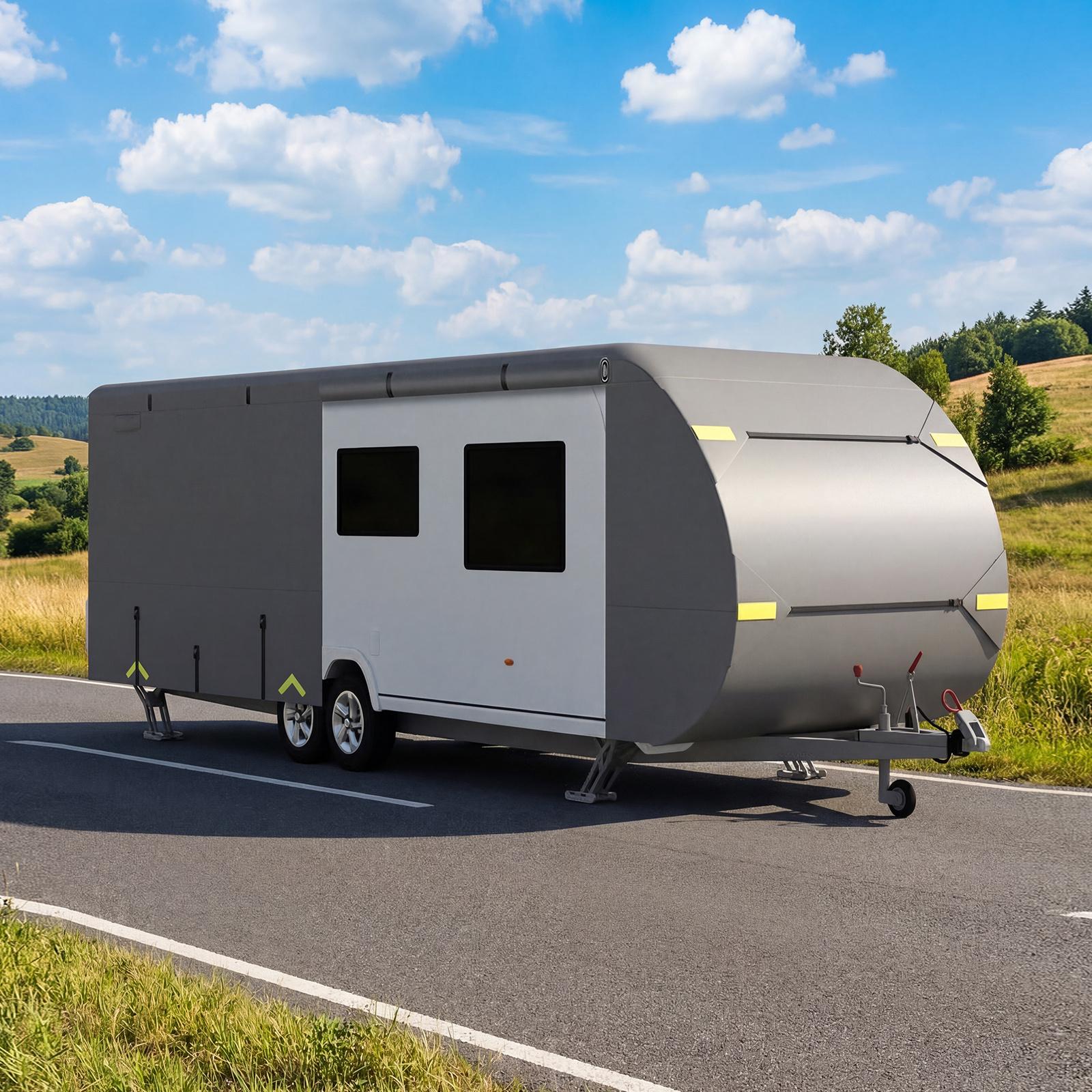 Costway Telo copri roulotte 524 x 260 x 250 cm con toppe di riparazione, Copertura per camper impermeabile e antivento Girgio
