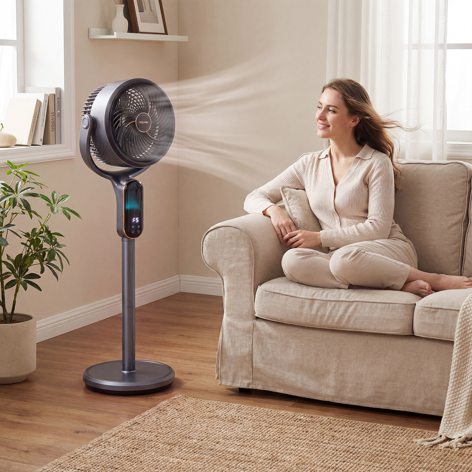 Costway Ventilatore a piantana 40 w con 8 velocità 3 altezze regolabili oscillazione a 90°+ 60°, Ventilatore silenzioso luce timer da 12 h Grigio