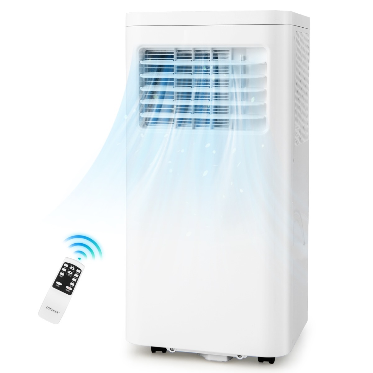 Costway Condizionatore d'aria portatile da 9000 BTU, Unità AC 4-in-1 con deumidificatore incorporato telecomando Bianco