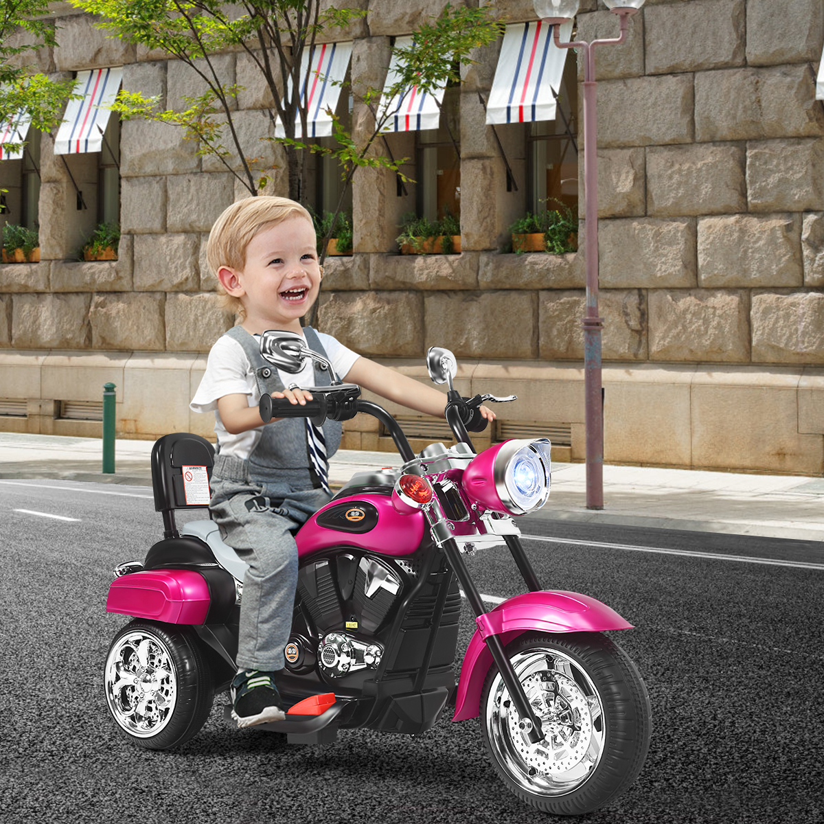 Costway Moto in stile chopper per bambini e bambine, Moto cavalcabile alimentata a batteria Viola