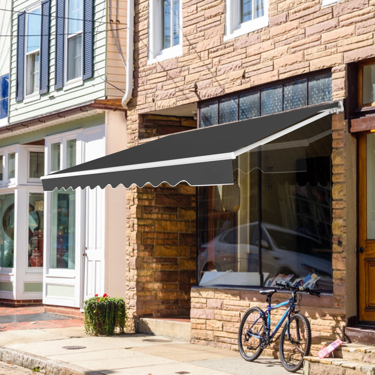 Costway Tenda da sole retrattile 3 x 2,5m, Tenda in alluminio con manovella e poliestere impermeabile, Grigio