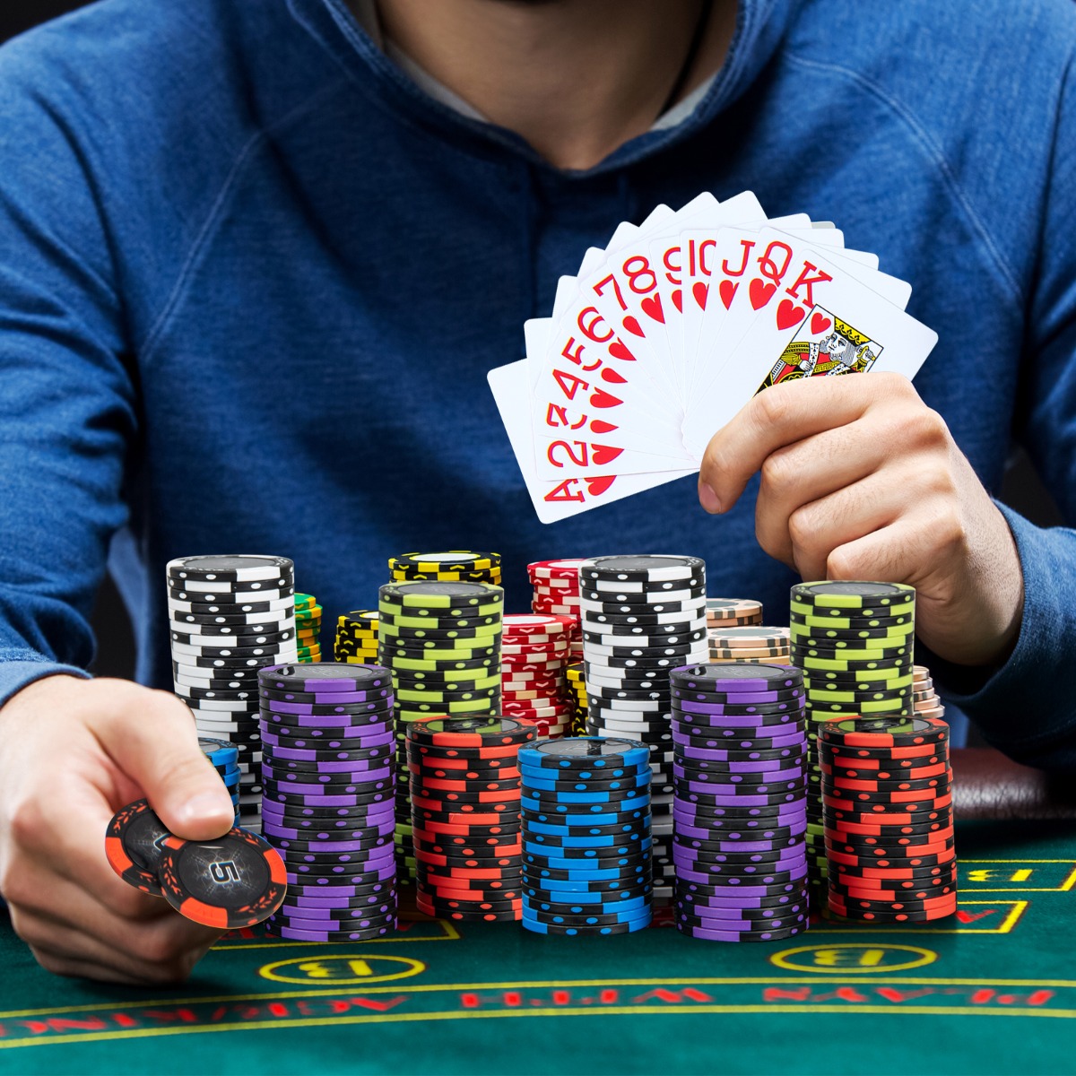 Costway Set fiches da poker texas hold'em da 14 grammi, 300 Fiches in argilla con custodia in alluminio 2 mazzi di carte Nero