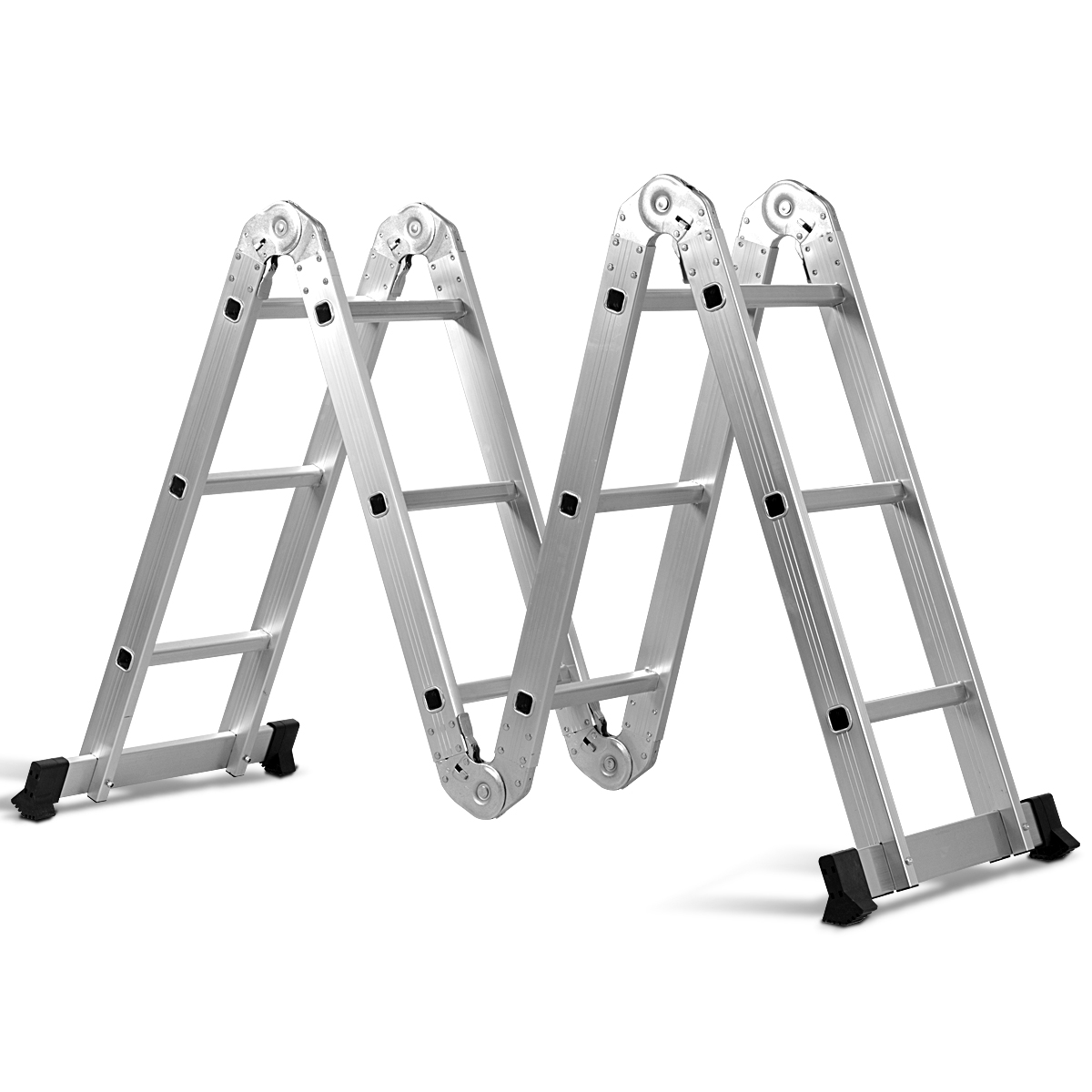 Costway Scala pieghevole resistente in ossido di alluminio per uso interno ed esterno, Piccola scala estensibile leggera
