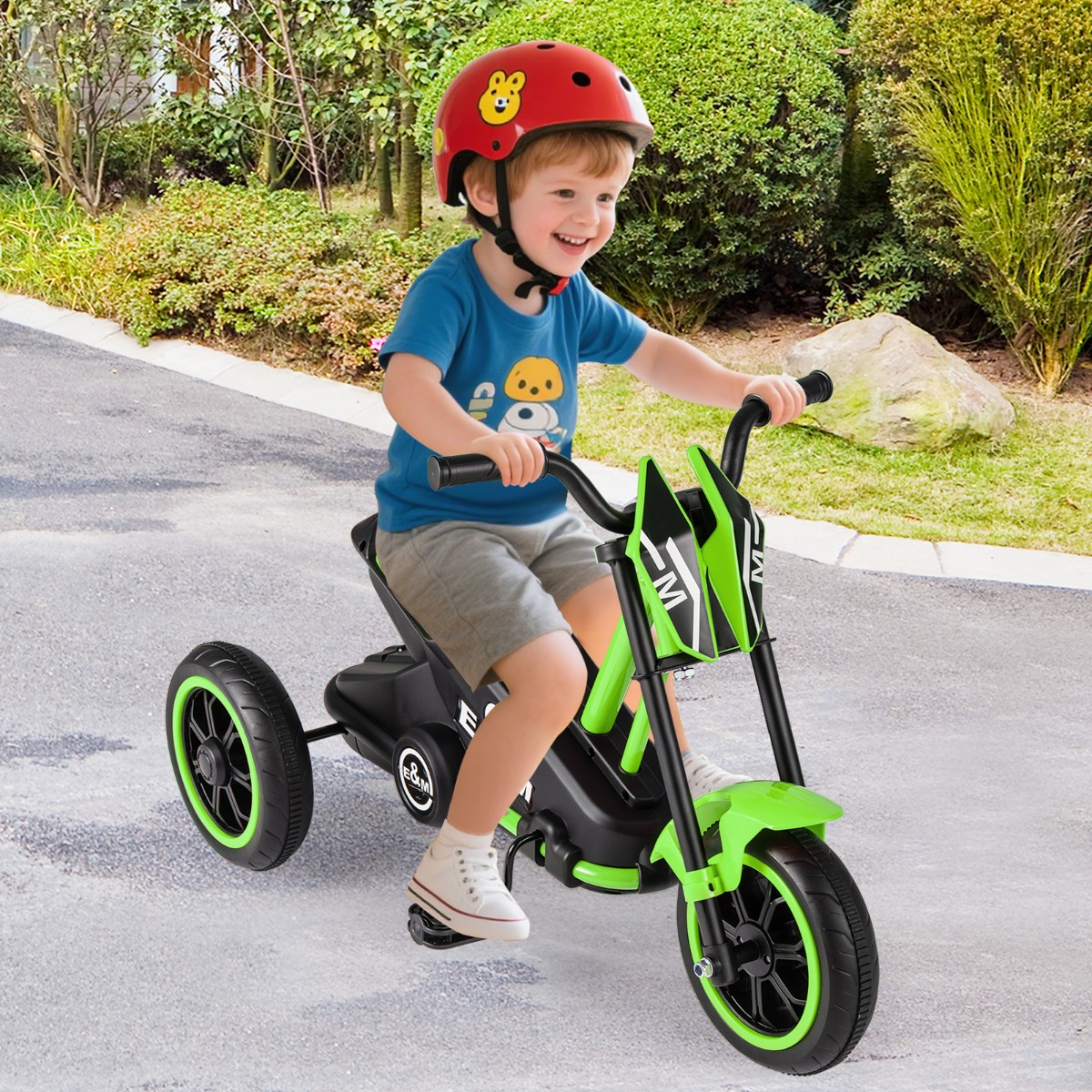 Costway Triciclo per bambini tastiera strumento musicale elettronico, Triciclo per bambini elettrica portatile a 37 tasti Verde