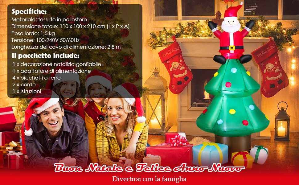 Arco Gonfiabile Natalizio con Babbo Natale e Pupazzo