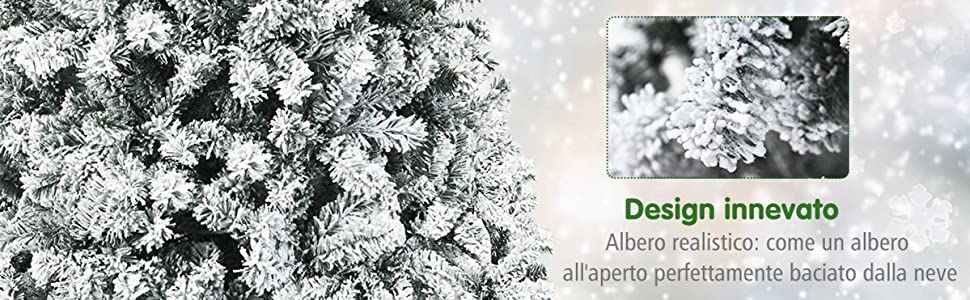 Albero Di Natale Artificiale Slim Floccato Realistico Innevato 240 Cm 505 Rami Bianco Effetto Neve 68dfc9b4635cd