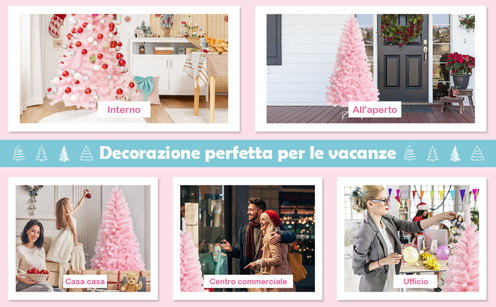 Albero Di Natale Artificiale Rosa 2,3 Metri – Decorazione Per Interni Ed Esterni, Ideale Per Feste E Carnevale