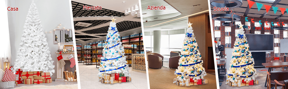 COSTWAY Albero Di Natale Artificiale Rosa 150 Cm | Albero Con 290 Rami Glitterati E Base Metallica Pieghevole | Per Casa E Ufficio - 5