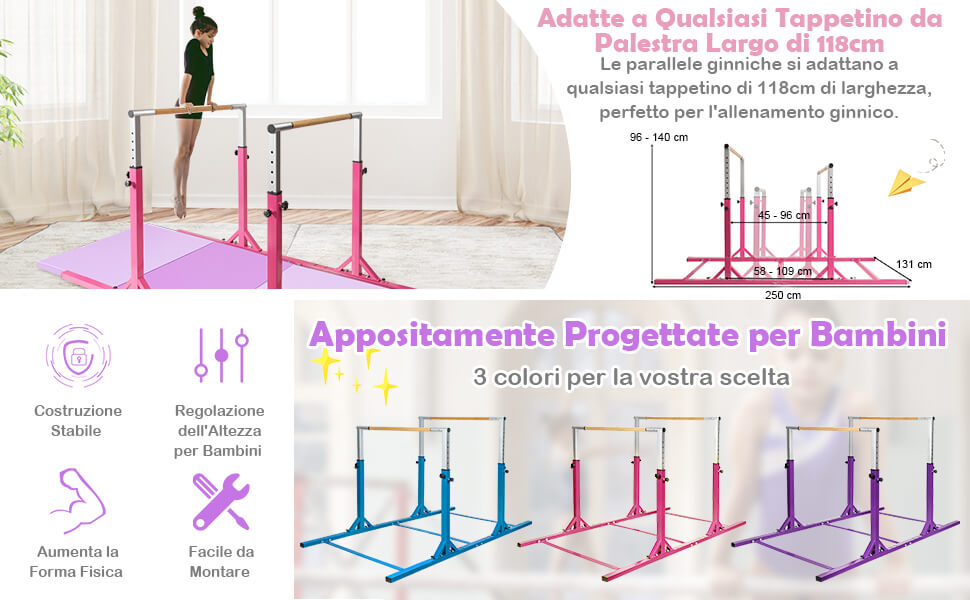 YEAMLTE Paracalli Ginnastica Artistica Bambina, 2 Paia Impugnature da Ginnastica Guanti con Polsini da Ginnastica per Allenamento di Ginnastica, Trazioni, Sollevamento Pesi, Ciclismo (Rosa-M