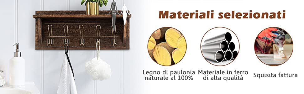 Appendiabiti da parete, 5 ganci, appendiabiti da bagno, per bagno, nero | Leroy Merlin