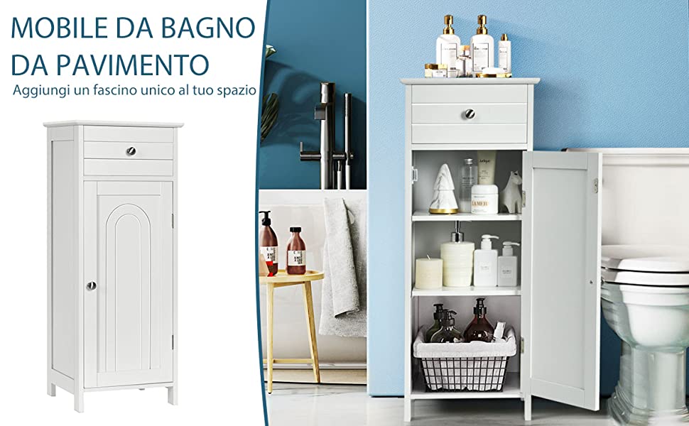 Armadio Stretto Da Bagno A 4 Ripiani BAISRGS - Mobile Contenitore Alto E Stretto, 17,8 Cm Di Profondità, Facile Da Spostare