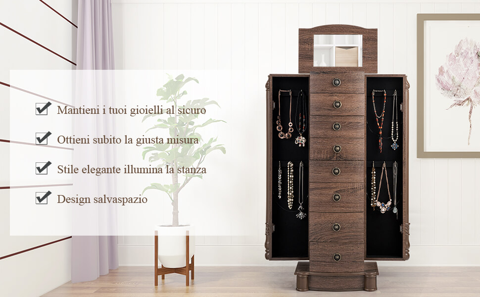 Portagioie Organizzatore per donna Lady Scatola portaoggetti per gioielli con coperchio trasparente per collane Orecchini a bottone Anelli Orecchini Bracciali  36