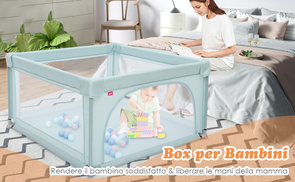 COSTWAY Box per Bambini Centro Attività Portatile per Neonati, Rete  Traspirante, 190 x 150 x 70cm (