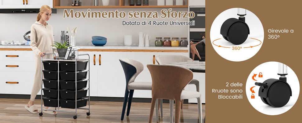Carrello portaoggetti sotto la scrivania con ruote, stile gattino mobile, contenitori e cestini portaoggetti sotto la scrivania per ufficio | Leroy Merlin