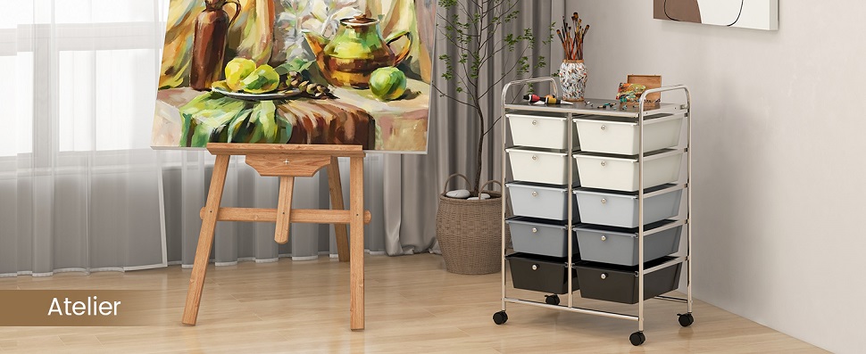 Carrello portaoggetti con rotelle a 15 cassetti Strumenti Scrapbook Paper Office School Organizer Multicolor Mobili per la casa (Colore : A, Dimensioni : 1pcs) (A 1pcs