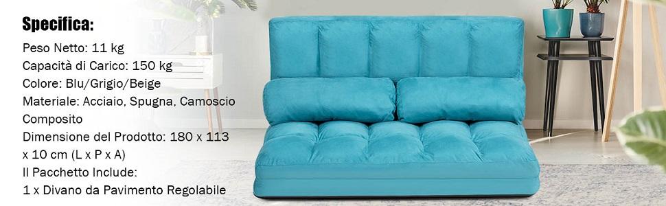 COSTWAY 3 in 1 Divano Letto, Materasso da Pavimento 15 cm in Schiuma ad