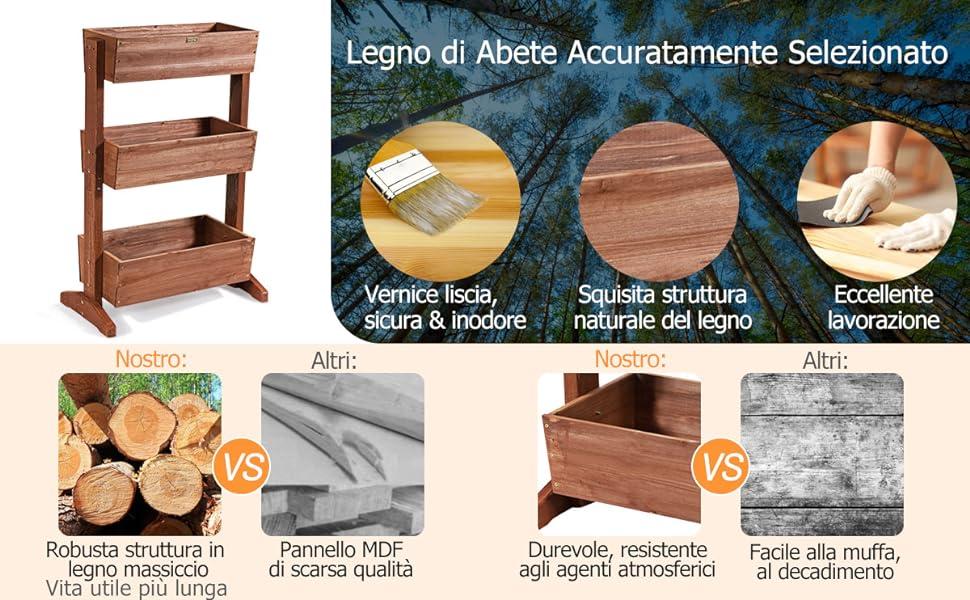 Fioriera Gardenia rettangolare | Linea Montanalegno | ILT