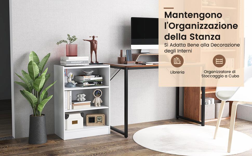 VASAGLE Scaffale a 3 Ripiani, Libreria, Scaffalatura Portaoggetti, Organizzatore con Scomparti, Ripiani Aperti e Regolabili, per Soggiorno, Ufficio, Camera da Letto, Marrone Vintage LBC163X01