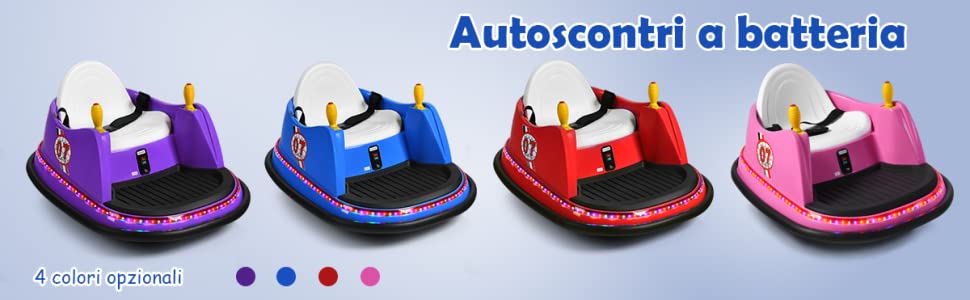 Macchina per autoscontri per bambini con luci colorate, Macchina elettrica  autoscontri 6 V con musica 4 Colori - Costway