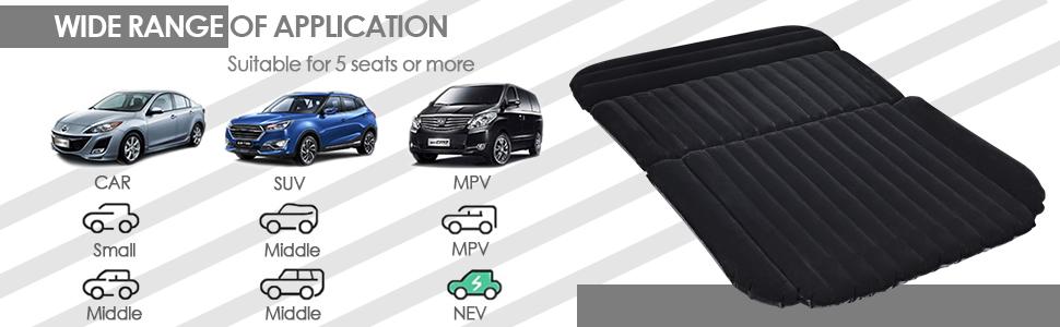 SWANEW Materasso Gonfiabile Per Auto Materasso Gonfiabile Per Auto Con Pompa Ad Aria Flockingpvc 178 X 126 X 13cm Nero 85926970