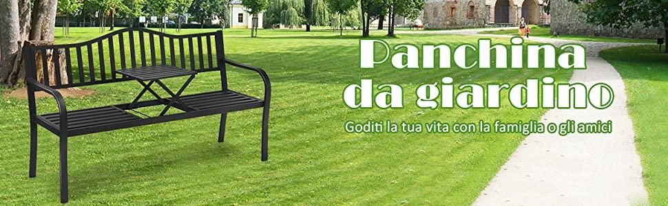 Panca Da Giardino Mobile Da Giardino Per Esterni Terrazza A 2 Posti 104 X 52 X 78 Cm Acciaio Nero 02 0011278 88769887