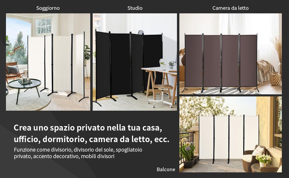 Vigevee Paravent - Divisorio pieghevole indipendente, per paravento su
