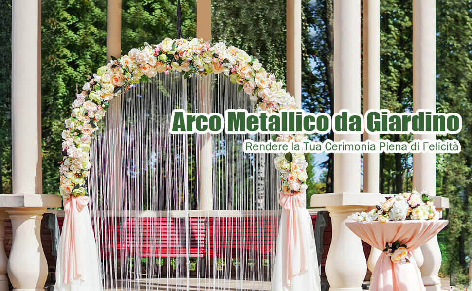 Arco metallico per varie piante rampicanti, Pergolato da interno ed esterno  per matrimoni 140x38x225cm Nero - Costway