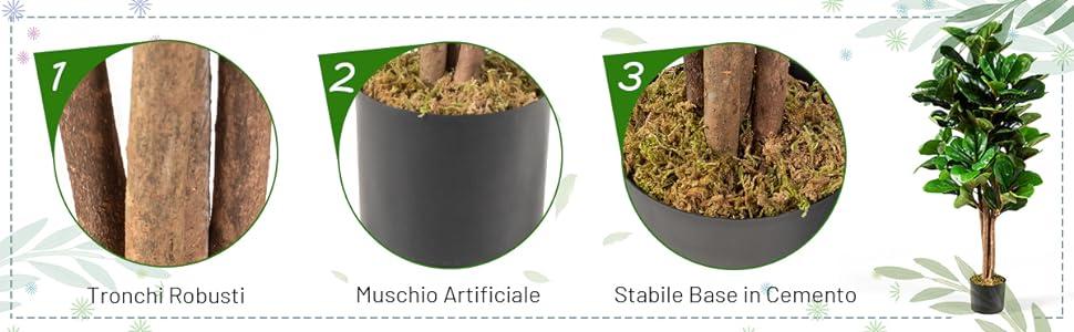 Ficus Lyrata Artificiale Da 1,5m | Pianta Finta Di Viole Del Pensiero Con Vaso Bianco | Albero Decorativo Per Interni | Regalo Perfetto Per La Casa - 2