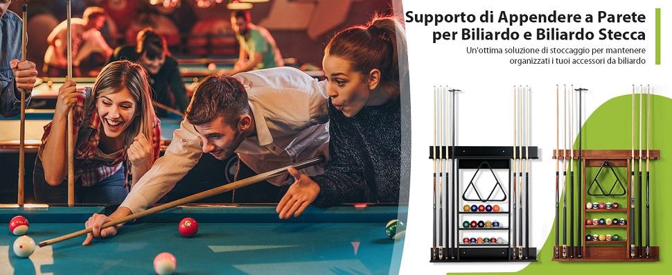 Go Pal Supporto Da Parete Per 6 Stecche Da Biliardo – Rack Salvaspazio In ABS Con Clip In Schiuma Protettiva