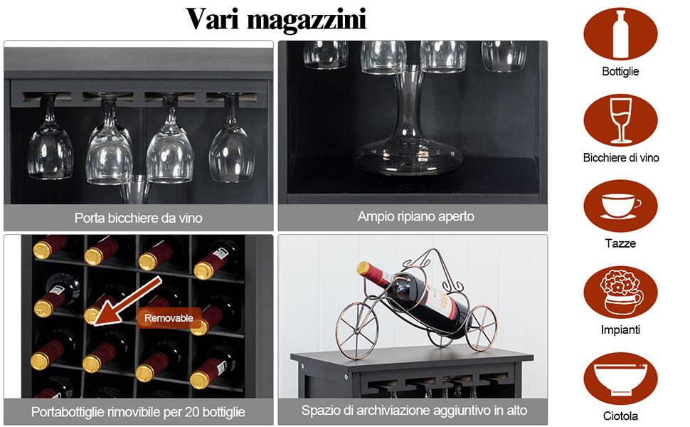 Portabottiglie E Calici Da Soffitto 2 In 1 In Acciaio Carbonio – Regolabile 100x25cm, Stile Industriale Vintage