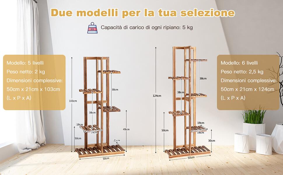 Supporto per Piante a 3 Livelli con Cassetto, Mensola Angolare Autonoma con Dispositivi Anti-ribaltamento, Struttura Robusta, Porta Vasi Quadrato | Leroy Merlin