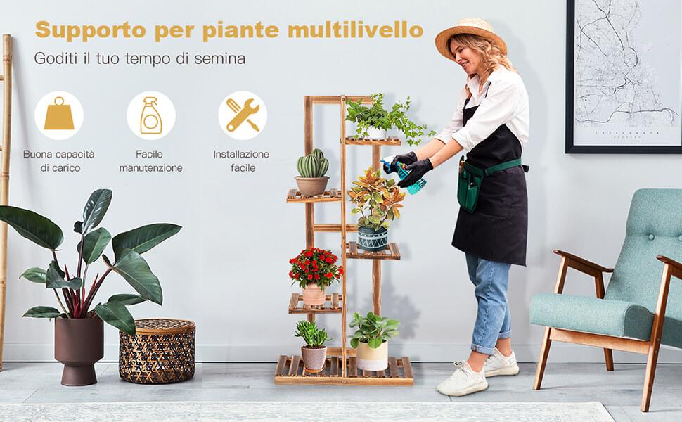 Supporto per Piante in Metallo a 5 Livelli, Mensola Angolare per Piante per Interni ed Esterni, Espositore per fioriere Portavasi per Fiori per Patio Giardino Soggiorno Balcone Camera da Let