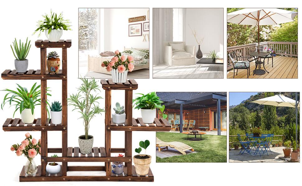 IBUYKE 4 Livelli Porta Piante da Interno, Scaffale per Piante da Fiore Alto 52.5cm per Piante Multiple, Piccolo Portavasi da Interno Moderno per Giardino Terrazza Balcone, Nero TMJ073B