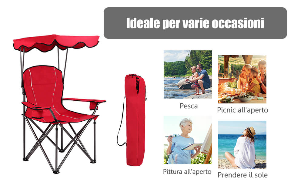 Sedia Da Campeggio Pieghevole Con Braccioli In Legno - Leggera E Portatile Con Tasca E Portabicchieri, Per Spiaggia E Picnic - 3