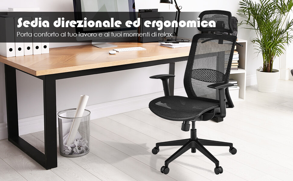 Sedia gaming ergonomica girevole a 360°,sedia ufficio regolabile in altezza, con poggiapiedi, poggiatesta e supporto lombare - Nero e rosso | Leroy Merlin