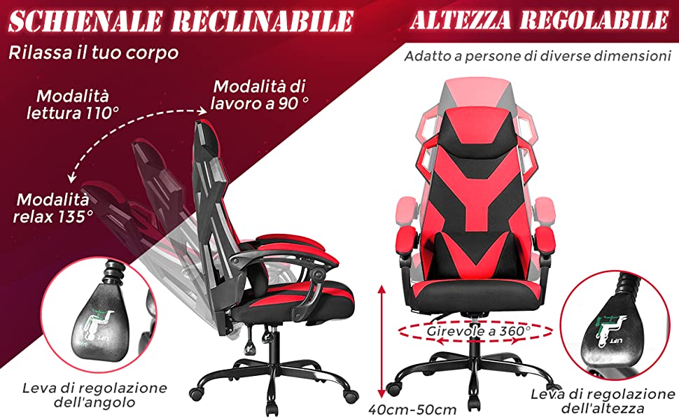 COSTWAY Sedia da Ufficio Ergonomica per Computer con