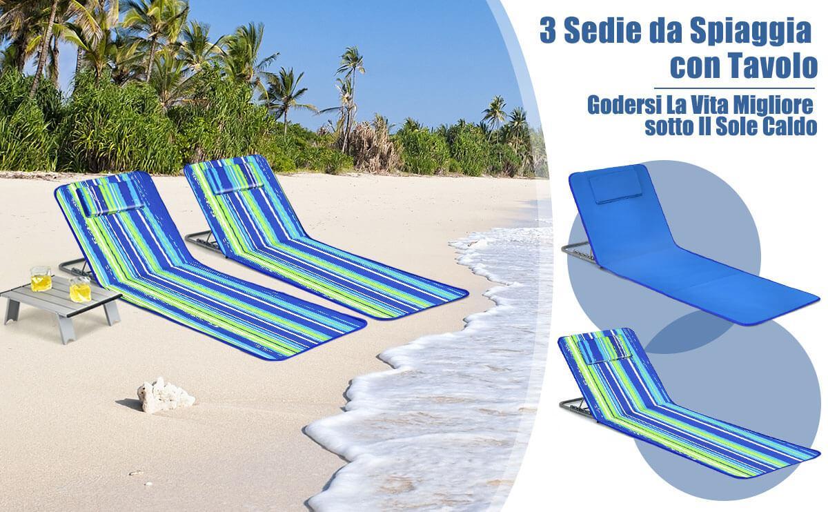 Tappetino da spiaggia reclinabile 15x43.3x15.8 '' Oxford in tessuto