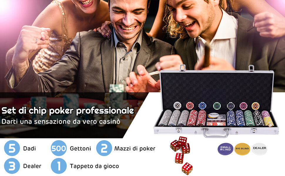 Premium Poker & Blackjack - Set di 2 carte casinò, 100% plastica
