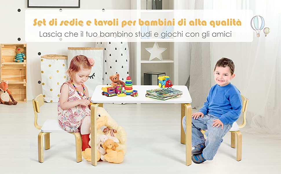 Stepup Baby - Tavolo e sedie per bambini, per giochi e attività, set di 2  sedie in legno, 2-5 anni (rotondo) : : Casa e cucina