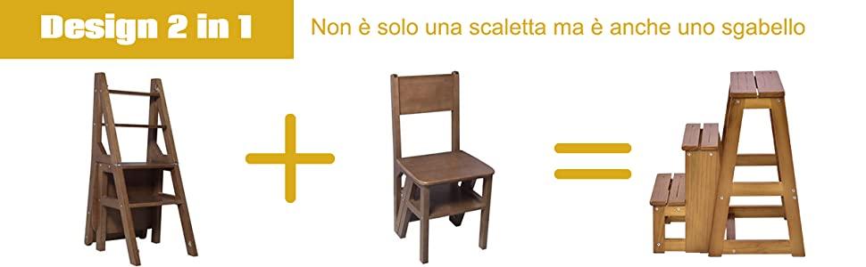 Sgabello scala in legno Sedia per scaletta a passo pieghevole in legno, 4 Step Scaletta Scaletta Ladder Scaletta Multifunzione Flower Rack Scaffale Scaletta Home Library Sgabello per passo portatile