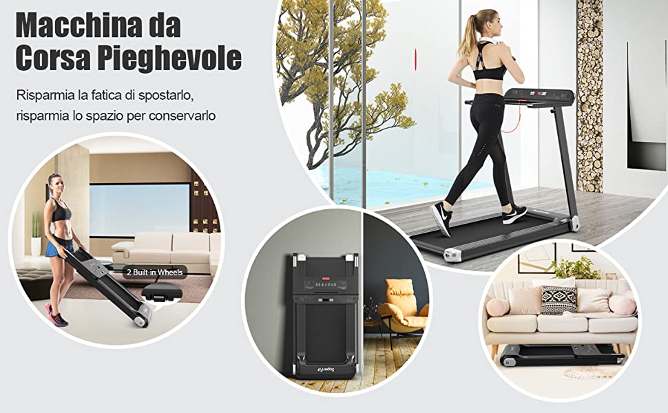 Tapis roulant pieghevole per casa con controllo APP, Tapis roulant