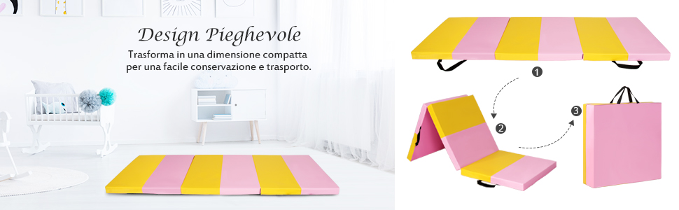 Tappetino da ginnastica richiudibile ed allungabile 240 x 120 x 5 cm