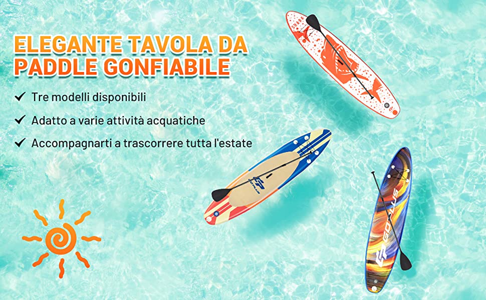 Tavola Da Surf Gonfiabile, Stand Up Paddle Board, Pompa E Zaino Incluso Blu 30 1060813
