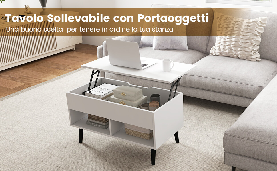 Tavolino da caffè dal design moderno, tavolino da caffè in legno