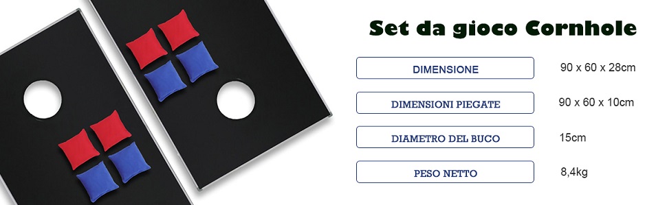 Set da gioco per cornhole da 1,5 m x 7,6 m, in legno, per adulti, con