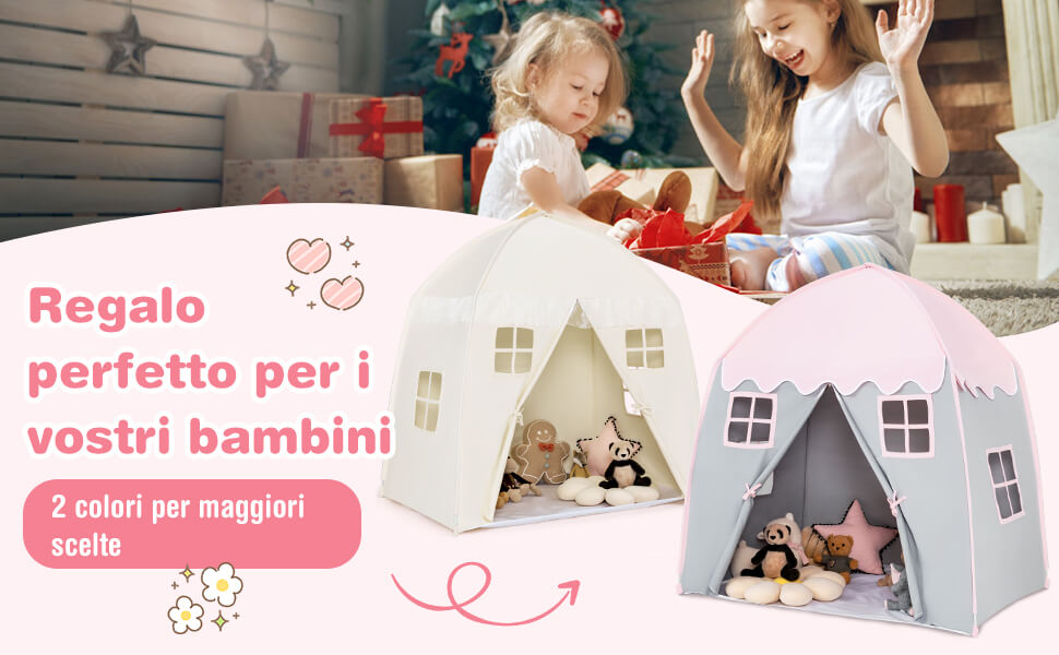 Tenda Castello Rosa in Poliestere per Bambini, Casa delle Principesse per Interni, Regalo Unisex per Bambine e Ragazzi, Ideale per Feste