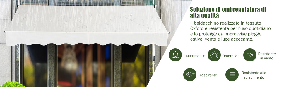 Tenda da Sole per Patio, Tenda da Sole Retrattile Manuale, Parasole per Esterni Senza Viti, Copertura per Pergolato con Manovella, Resistente ai Raggi UV e all'Acqua, Altezza Regolabile (Color : Gray