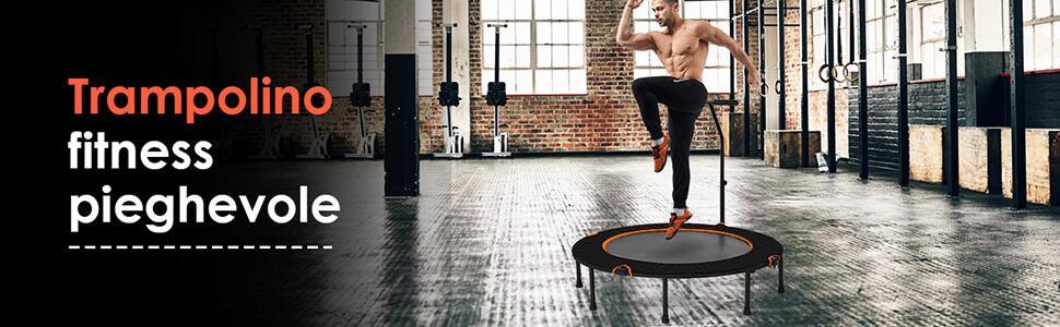 SPORTNOW Trampolino da fitness con manico regolabile in 3 posizioni